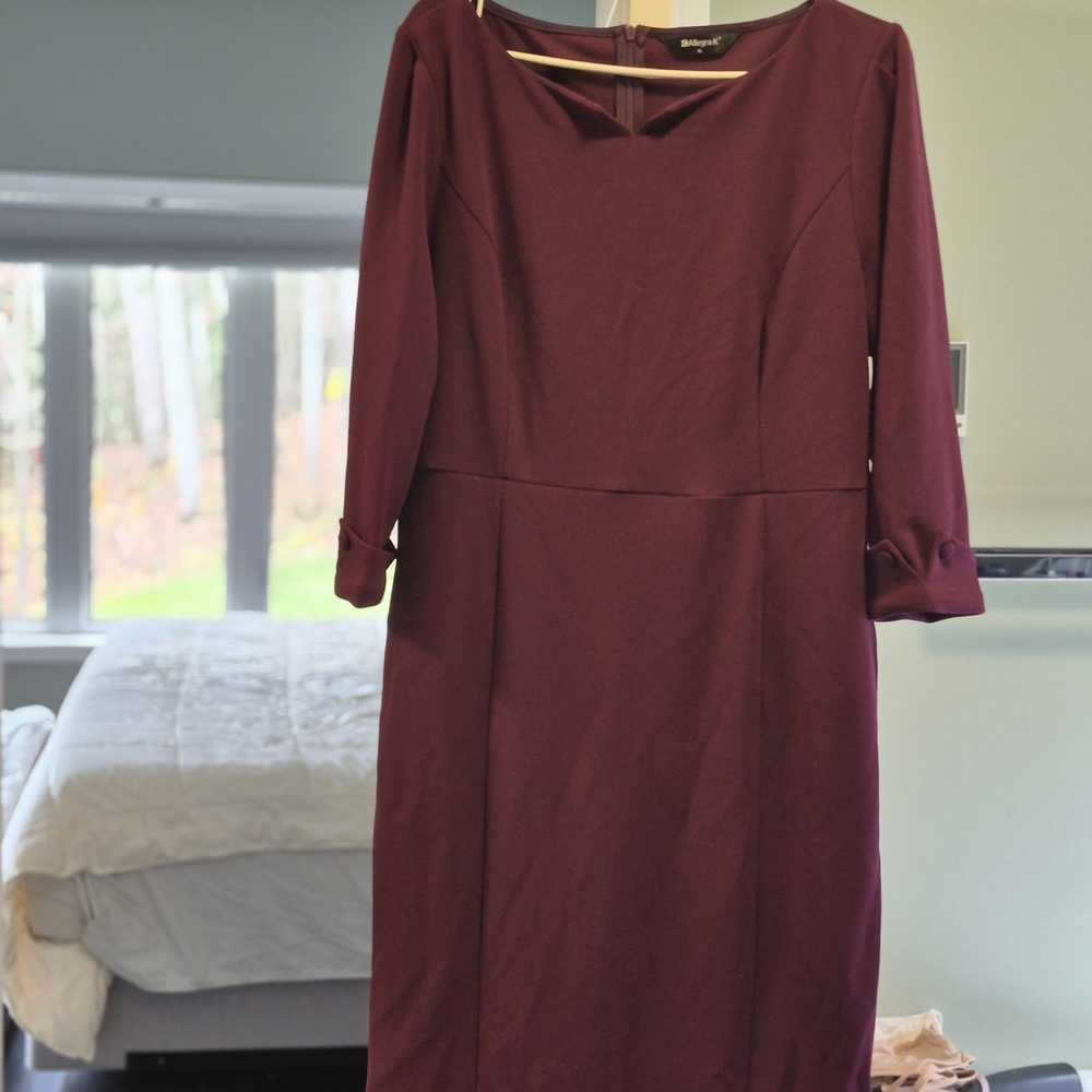 Allegra K Burgundy Long Sleeve Dress